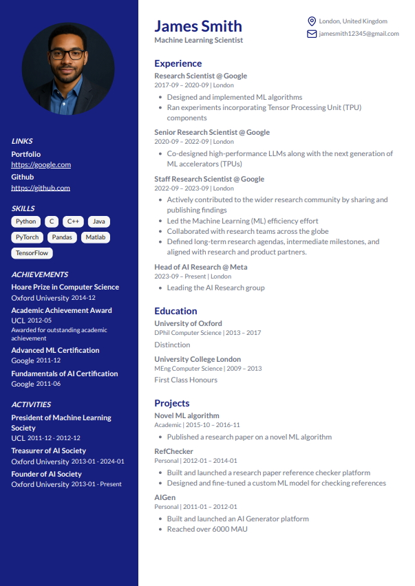 Preview of a modern resume created with StyledResume